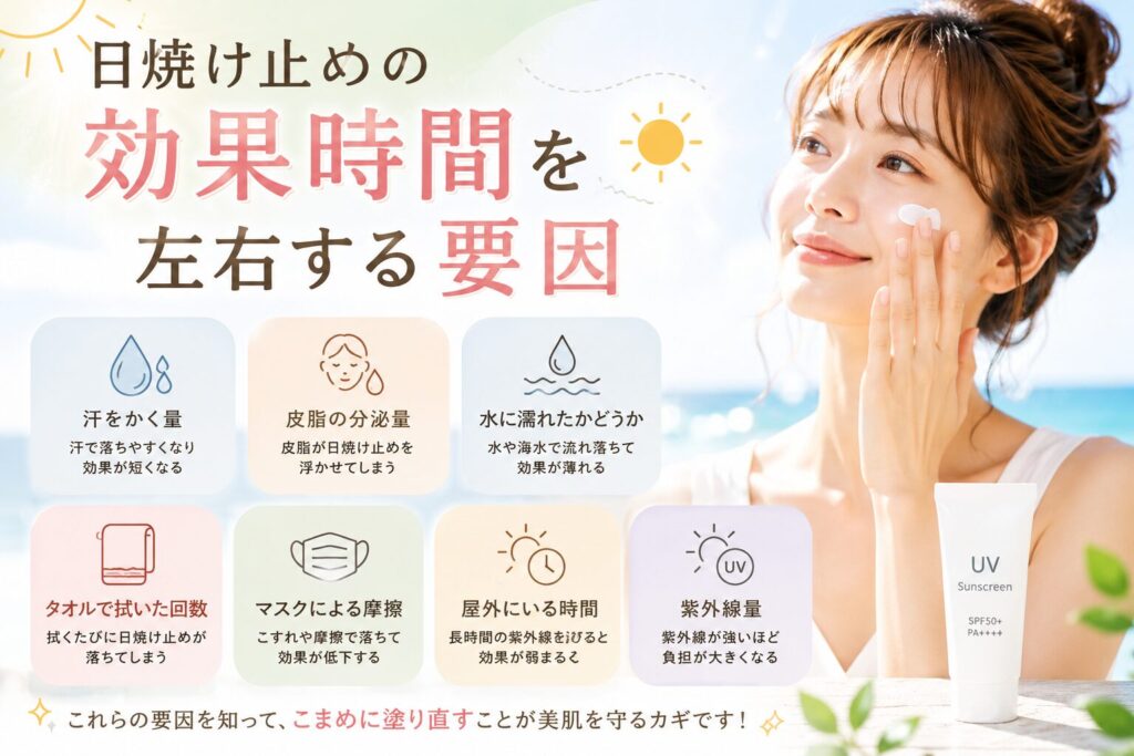 日焼け止めの効果時間を左右する要因