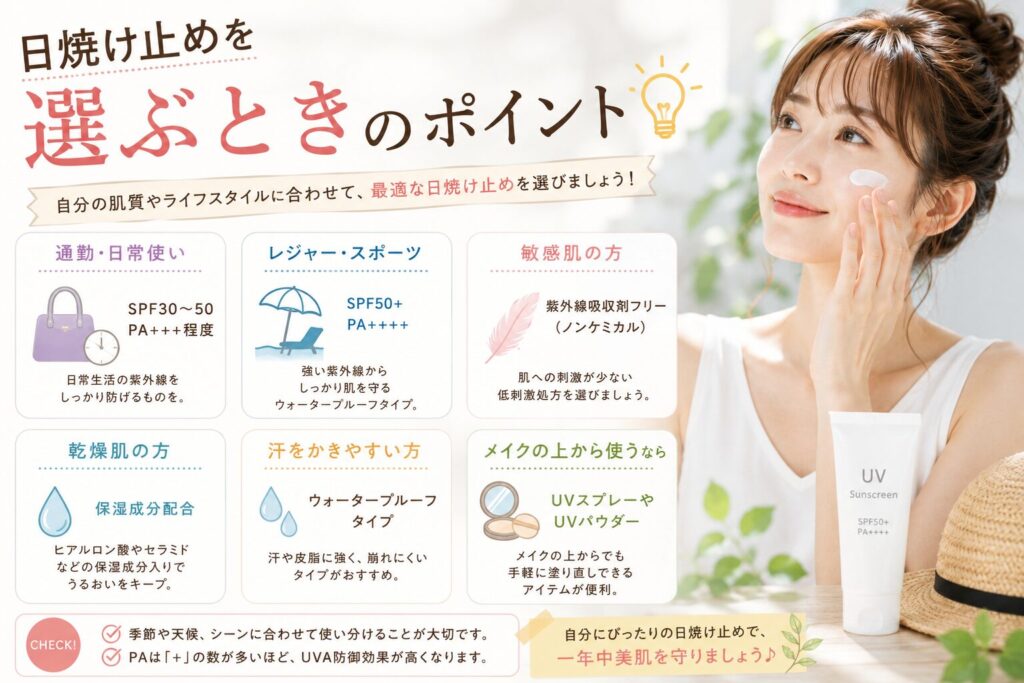 日焼け止めを選ぶ時のポイント