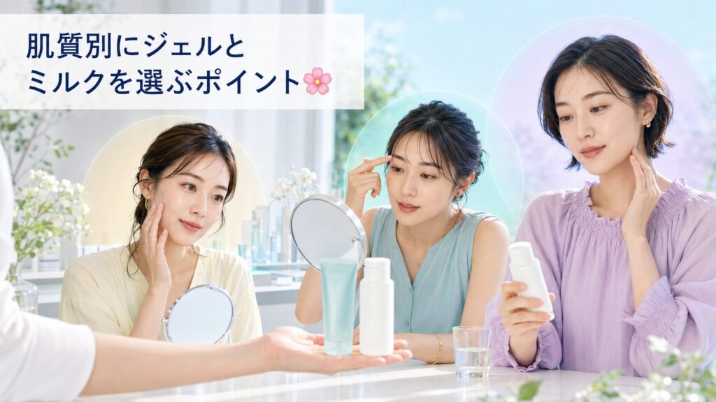 肌質別にジェルとミルクを選ぶポイント