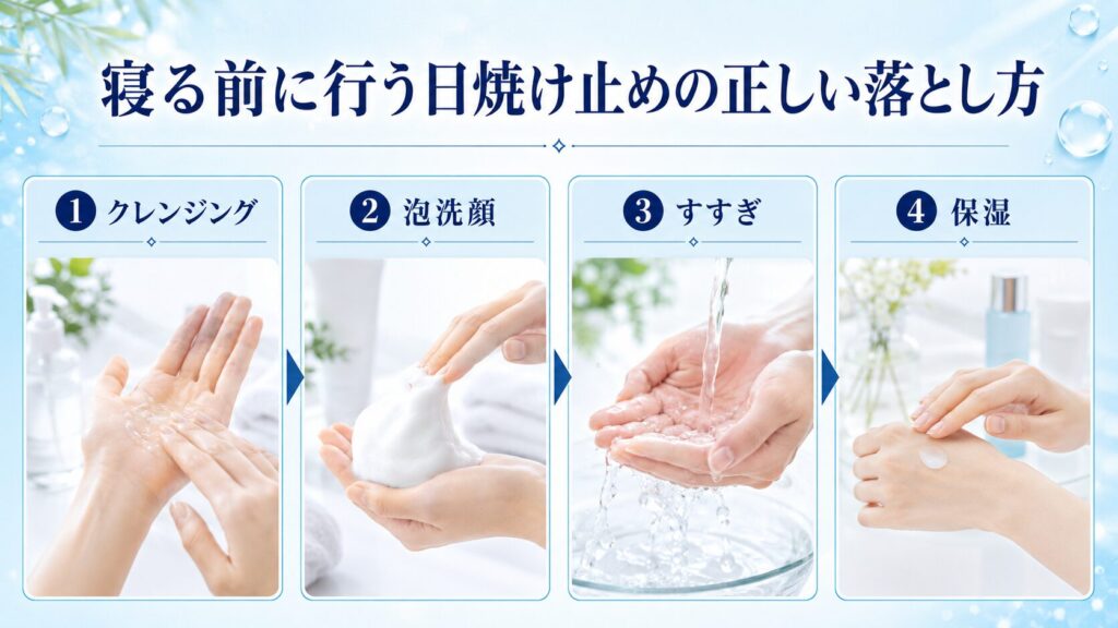 寝る前に行う日焼け止めの正しい落とし方