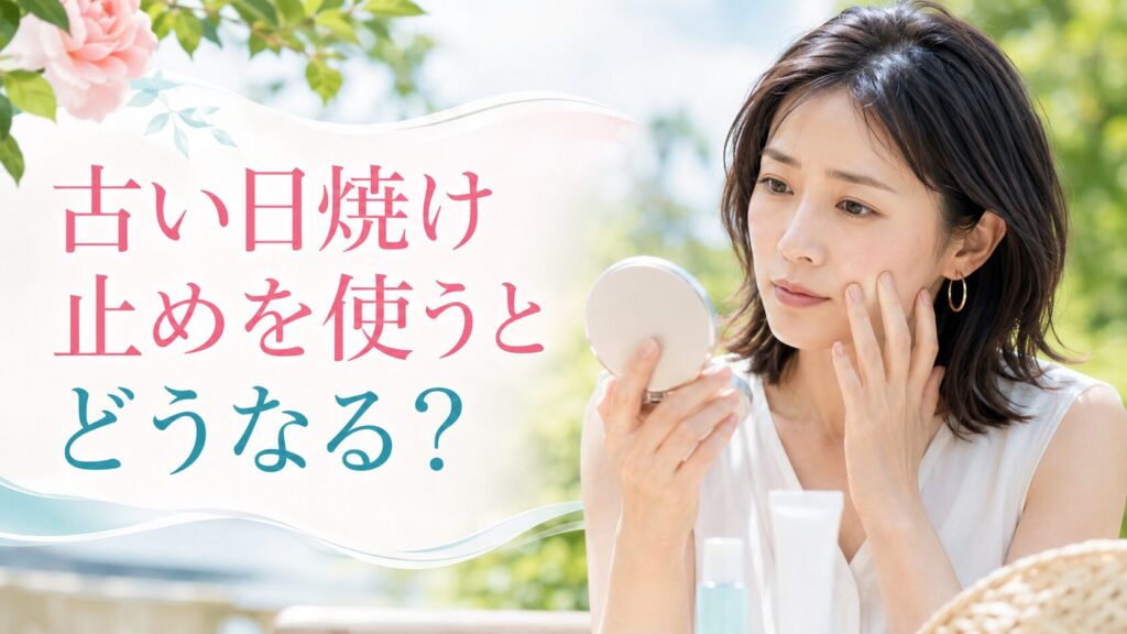 古い日焼け止めを使う影響を確認する女性