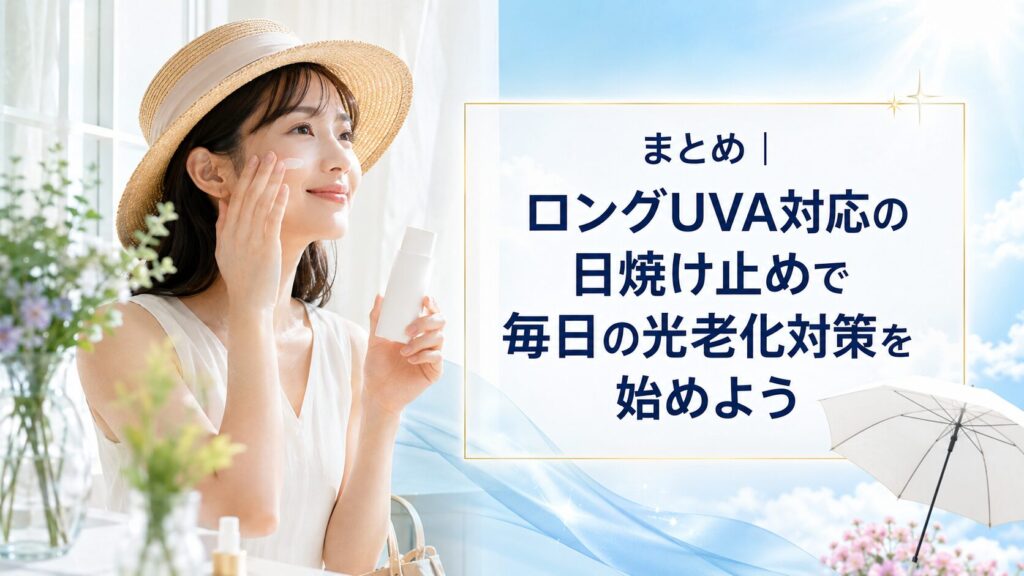 まとめ|ロングUVA対応の日焼け止めで毎日の光老化対策を始めよう