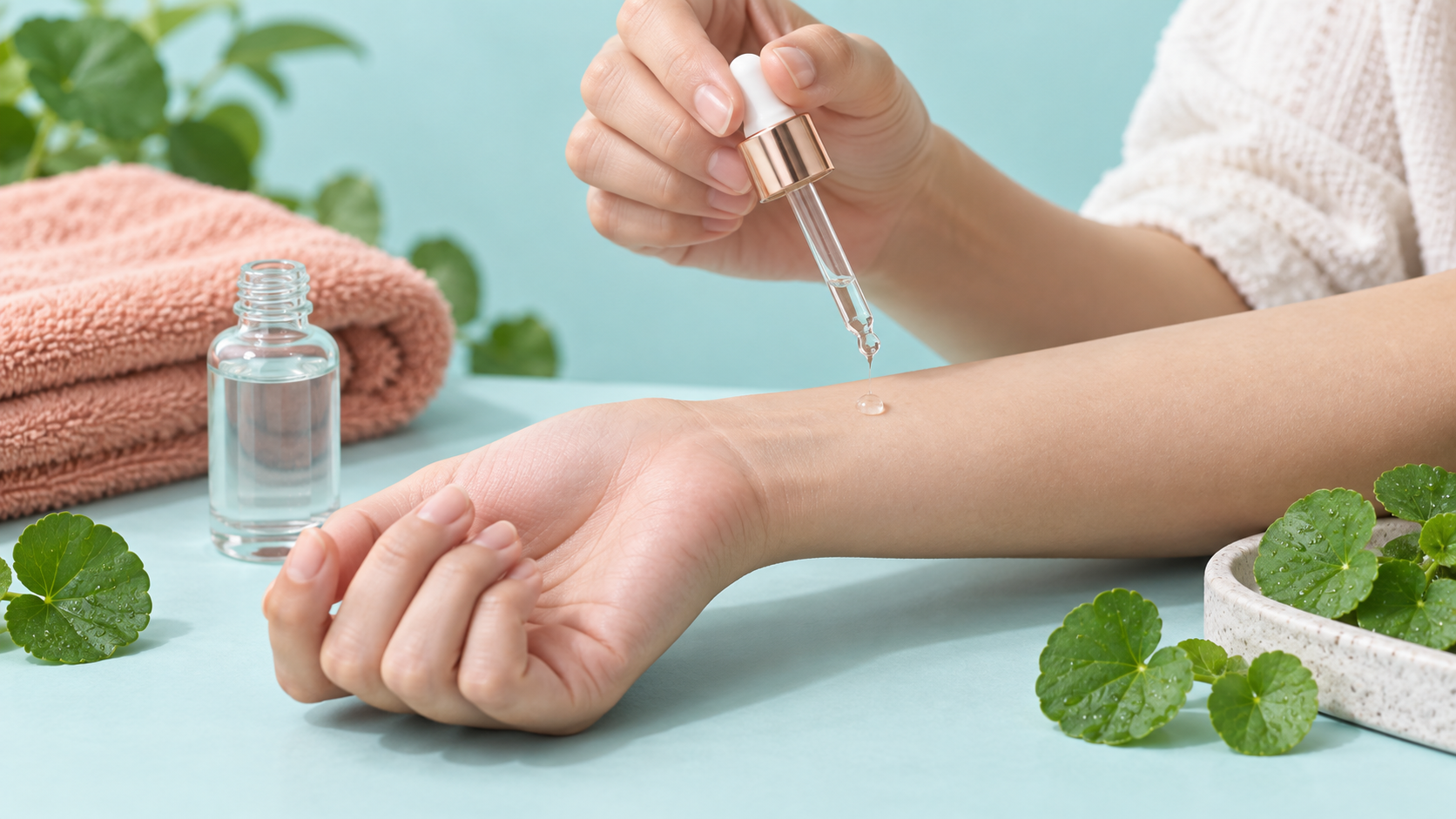センテラ美容液を腕で少量試している様子