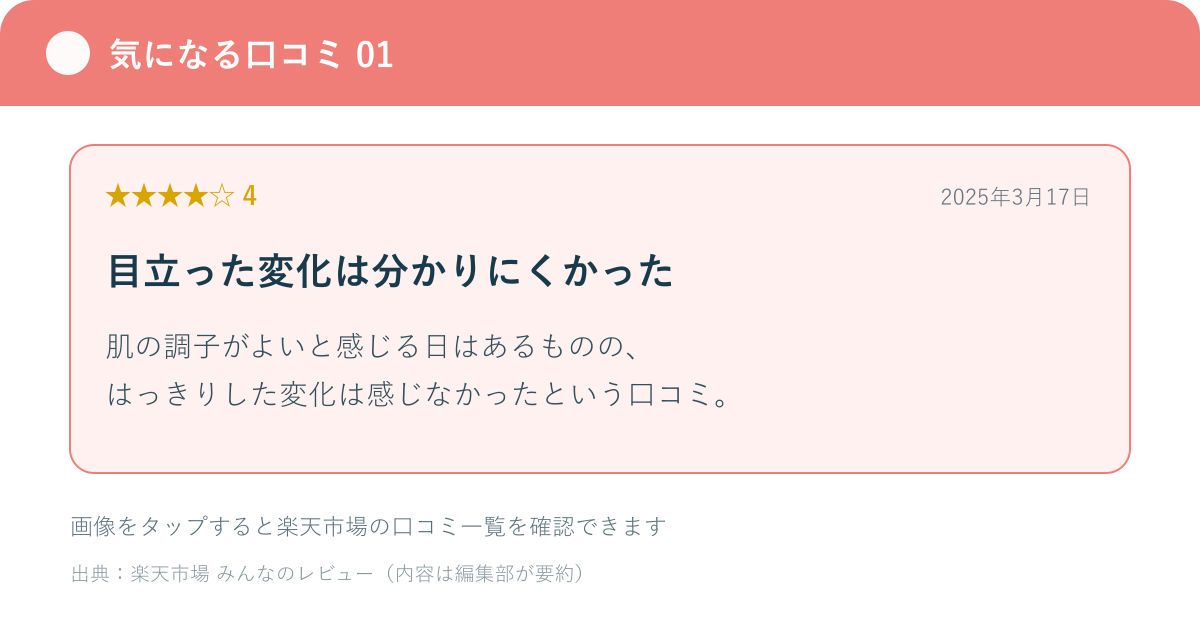 目立った変化が分かりにくかった楽天口コミの要約画像