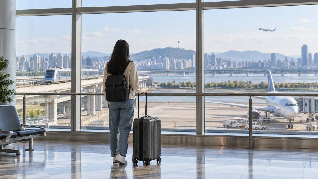 仁川空港と金浦空港の選び方をイメージした旅行者