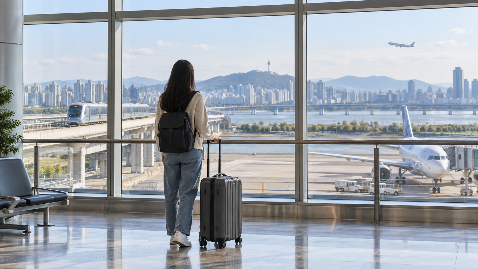 仁川空港と金浦空港の選び方をイメージした旅行者