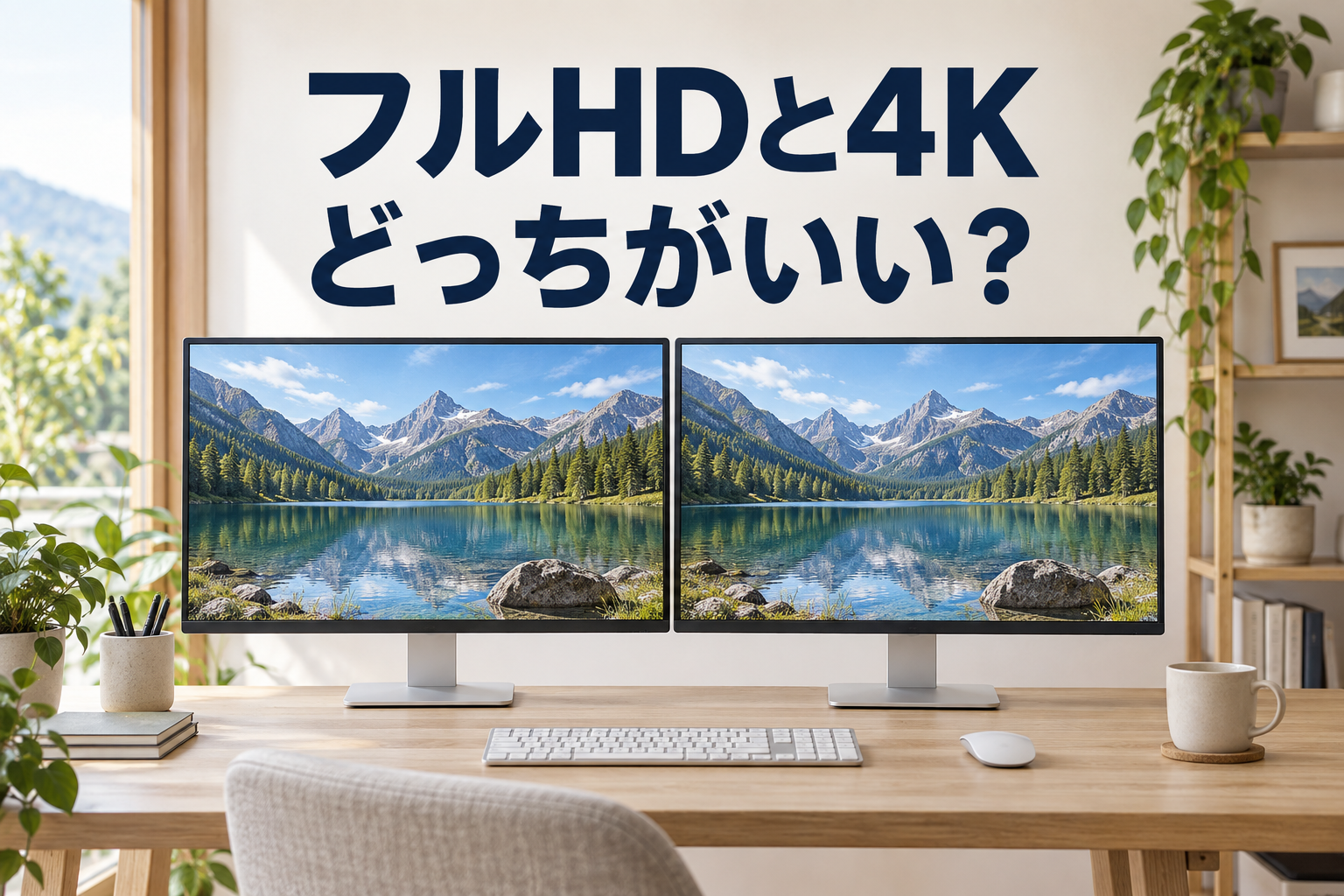 フルHDと4Kどっちがいい？モニター選びの利用イメージ（AI生成）