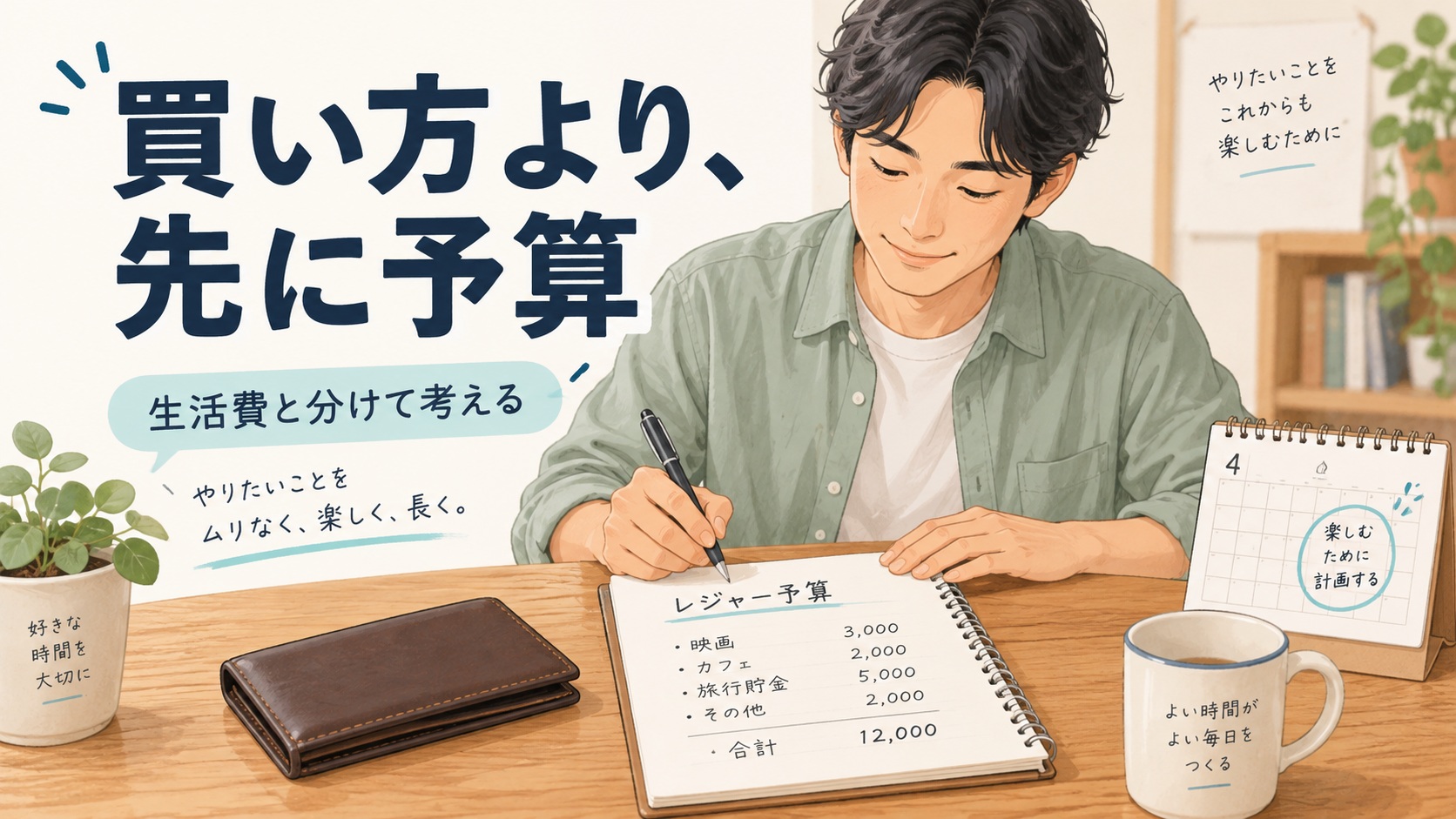 生活費とは分けてレジャー予算を確認するイメージ