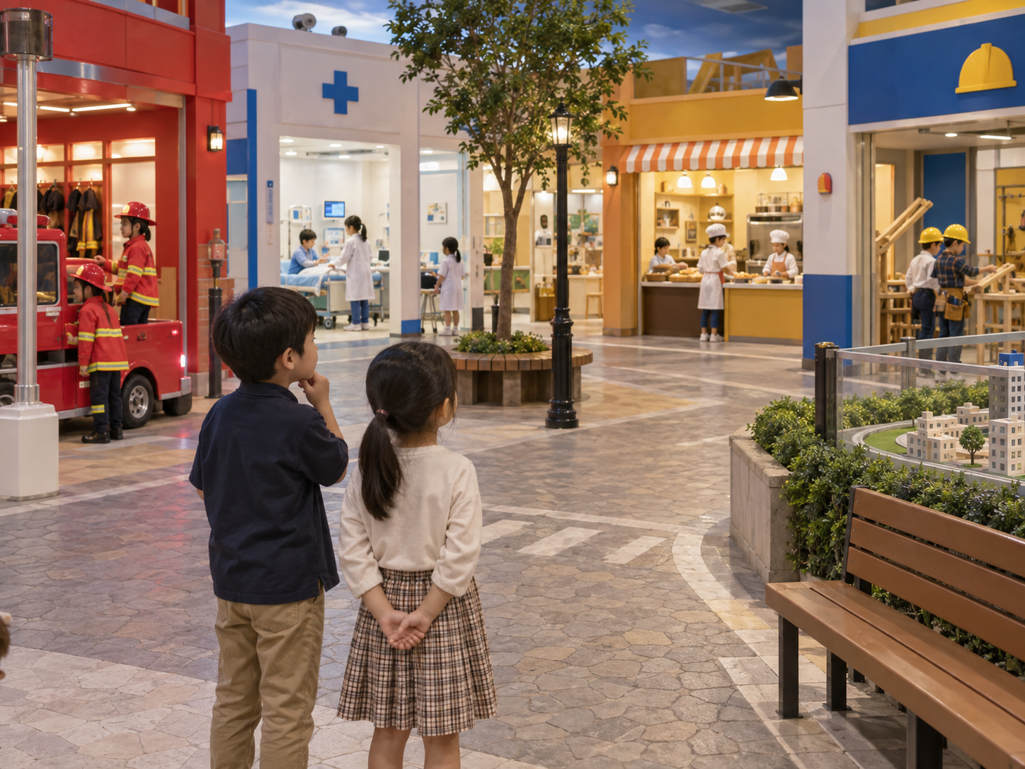 小学生が屋内のさまざまな仕事体験から選ぶイメージ