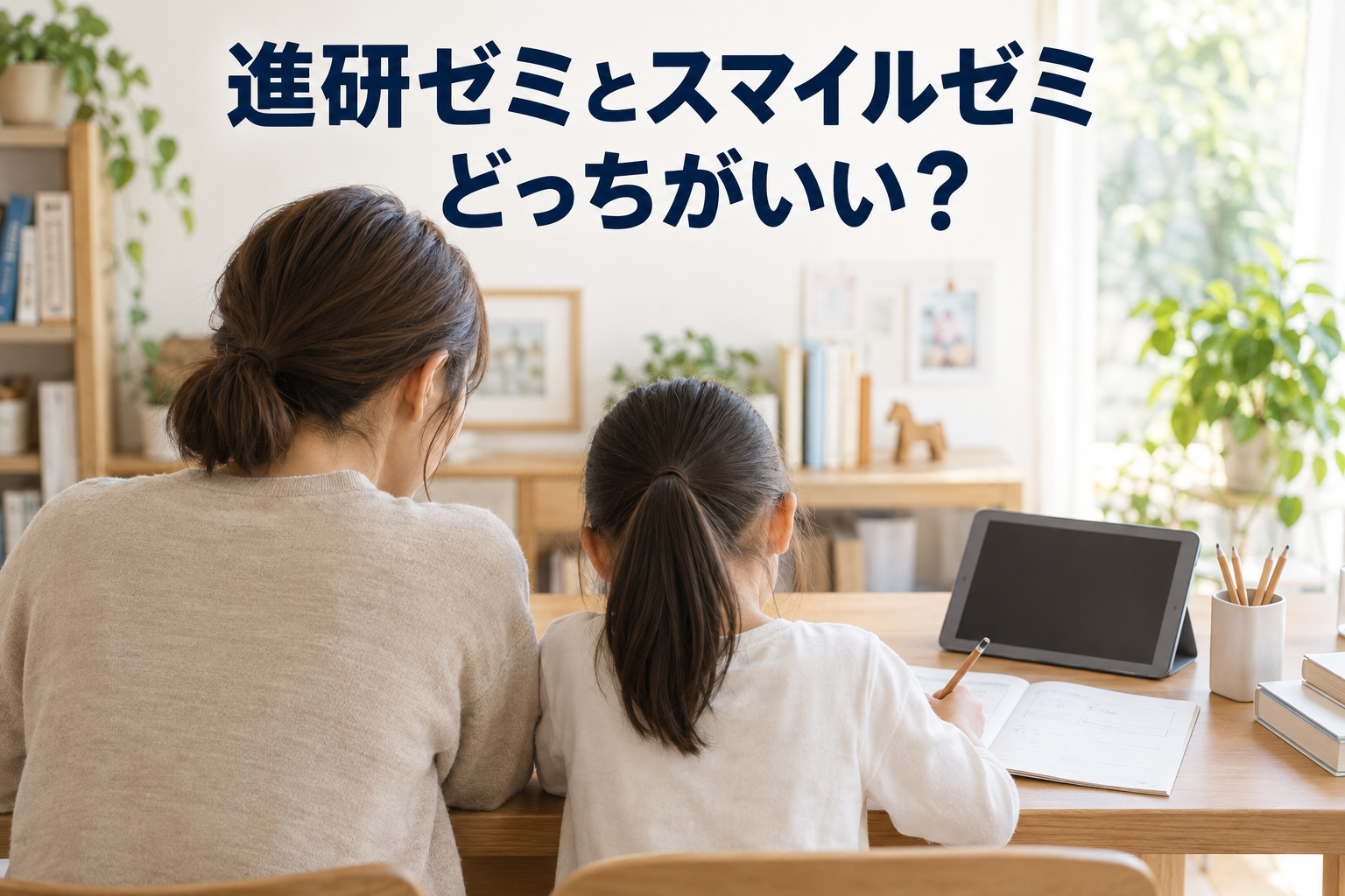 進研ゼミとスマイルゼミの選び方・親子の家庭学習イメージ