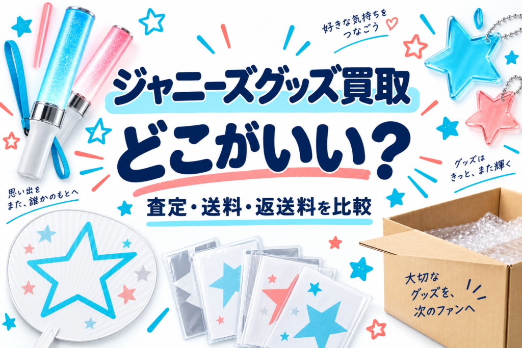 ジャニーズグッズ買取どこがいい？査定・送料・返送料の比較（AI生成イメージ）