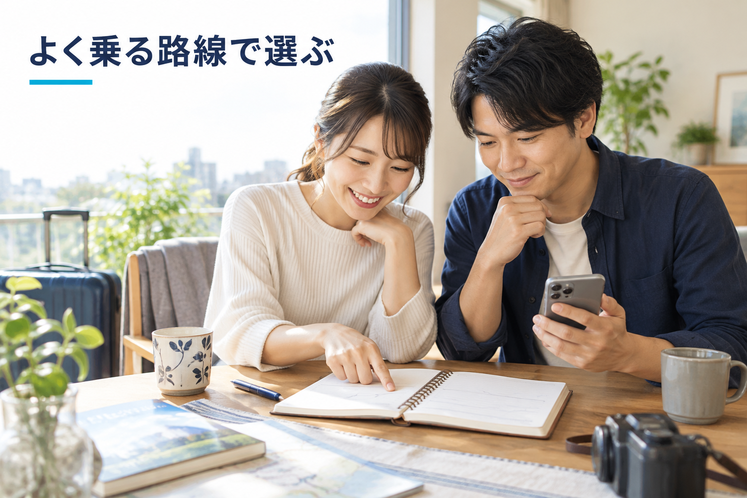 よく乗る新幹線の路線を確認する旅行準備（実写風AI生成）