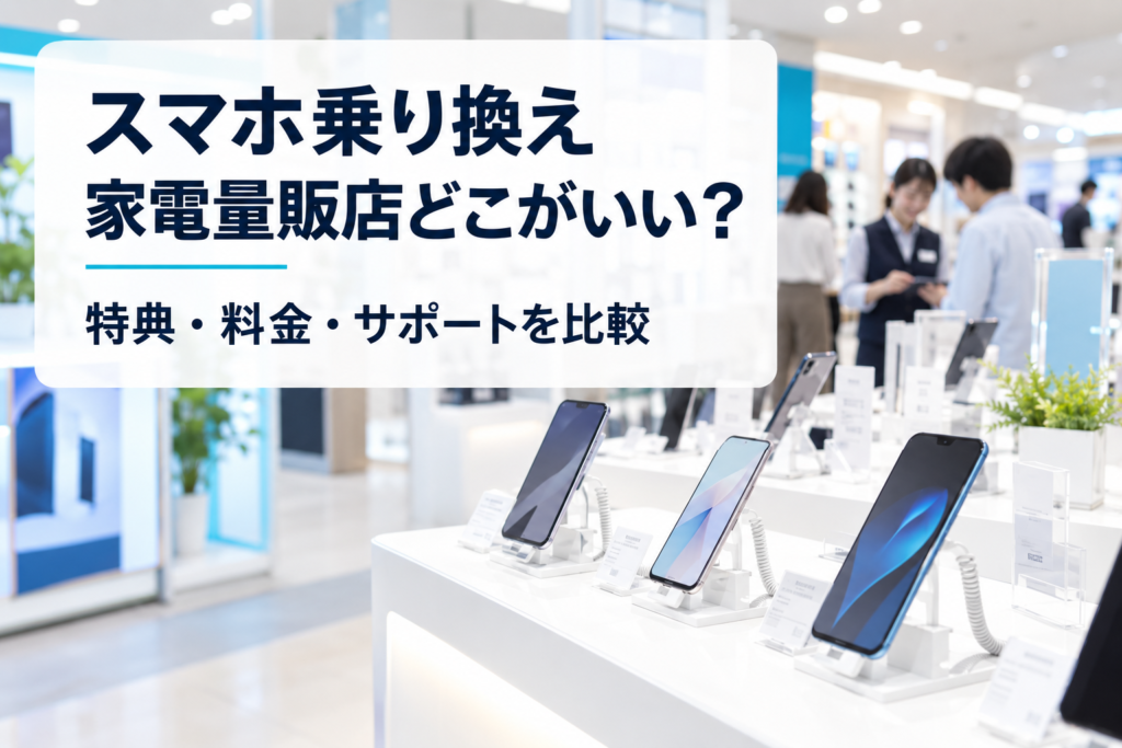 スマホ乗り換えは家電量販店のどこがいい？特典・料金・サポートを比較
