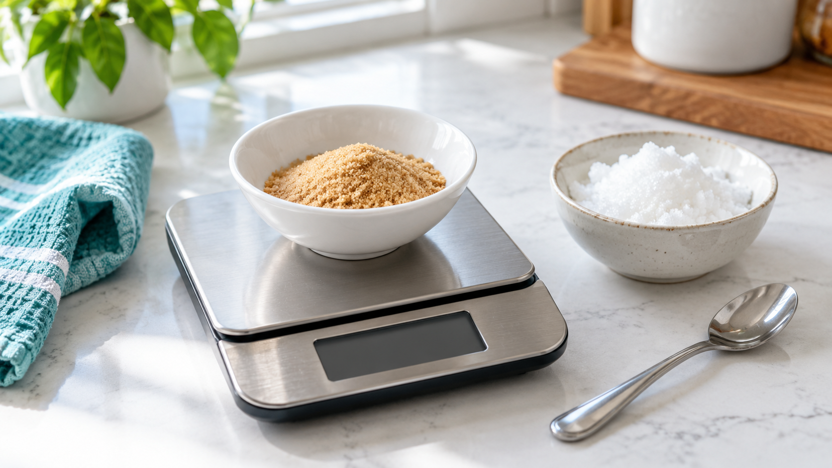 砂糖をキッチンスケールで量る場面のイメージ