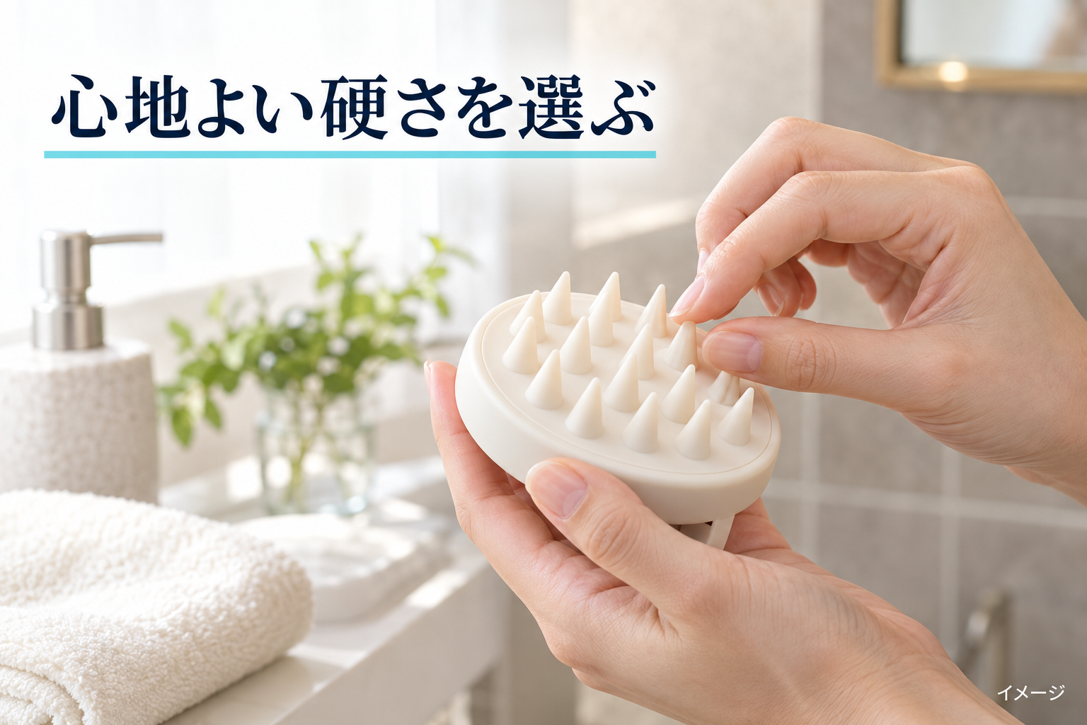 心地よい硬さを選ぶ・実写風の一般的なブラシのAI生成イメージ