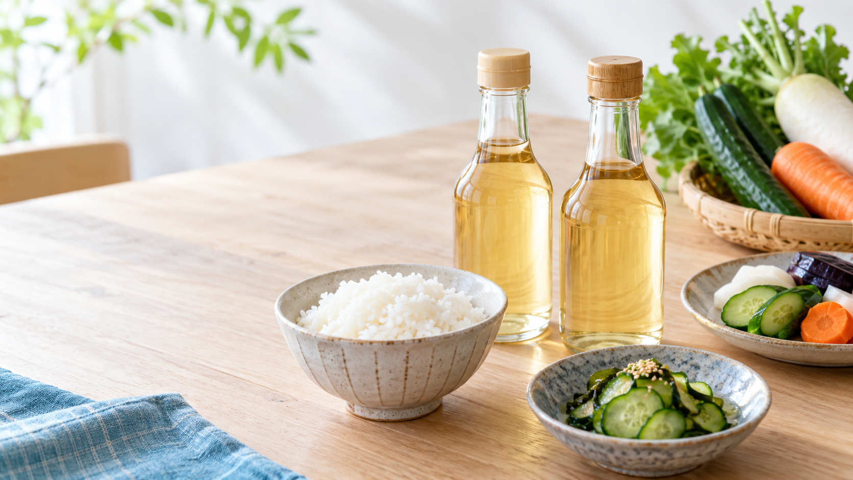米酢と穀物酢を料理で使い分けるイメージ